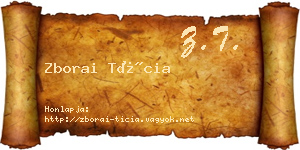 Zborai Tícia névjegykártya